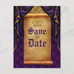 Cartão Postal De Anúncio Real Purple Dourado Draps Rolar Casamento Salva Da