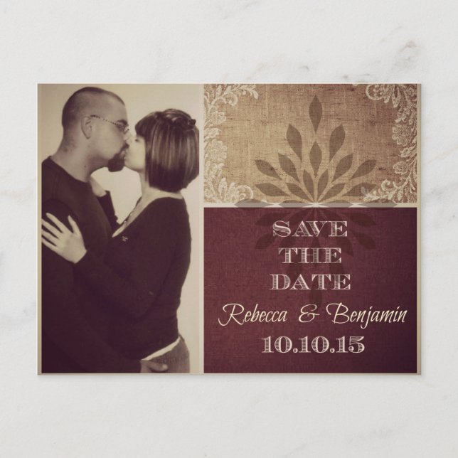 Cartão Postal De Anúncio Rebecca Save Date (Frente)