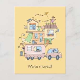 Cartão Postal De Anúncio Reboque de Acampamento Família On the Road - Novo 