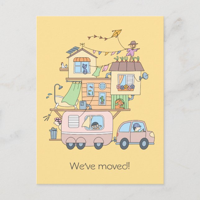 Cartão Postal De Anúncio Reboque de Acampamento Família On the Road - Novo  (Frente)