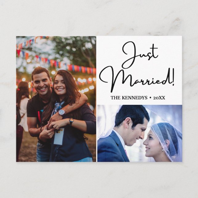 Cartão Postal De Anúncio Recem casados 2 Foto Colagem Casamento (Frente)
