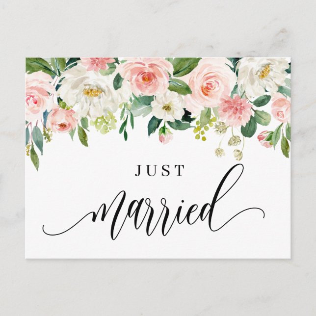 Cartão Postal De Anúncio Recem casados das Flores de Mola Bonito com Aquare (Frente)