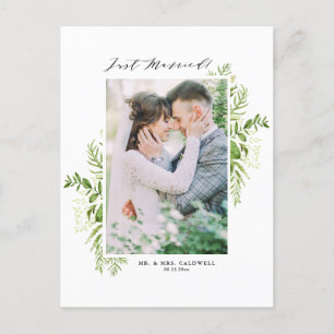 Cartão Postal De Anúncio Recem casados de Fotografia de Imagem de Folhagem