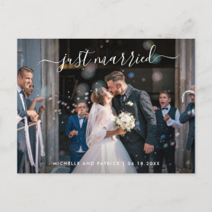 Cartão Postal De Anúncio Recém-Casados Elegante Roteiro Foto Fuga