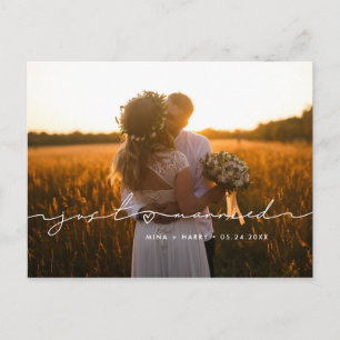 Cartão Postal De Anúncio Recem casados: Foto manuscrita minimalista