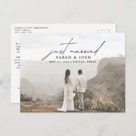 Cartão Postal De Anúncio Recem casados Minimalista Moderno Casamento de Fot
