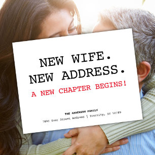 Cartão Postal De Anúncio Recém-casados Novo Endereço Mudança