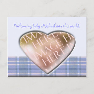 Cartão Postal De Anúncio Recém-Nascido Menino Anunciando Tempate