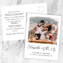 Cartão Postal De Anúncio Recepção de Casamento com Foto Elegante