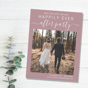 Cartão Postal De Anúncio Recepção de Casamento Rosa Empoeirado Salve a Data