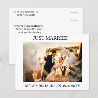 Cartão Postal De Anúncio Recepção de Fotos Alegres Casamento Recém-Casados