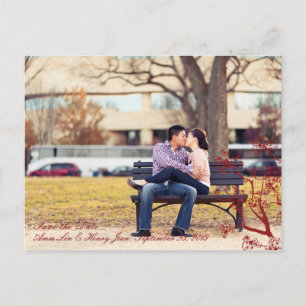 Cartão Postal De Anúncio Red Cherry Blossom Oriental Casamento Salve a Data