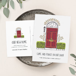 Cartão Postal De Anúncio Red Door Moving Announcement