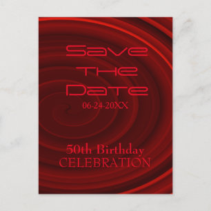 Cartão Postal De Anúncio Red Vortex 50º Aniversário Salvar a Data