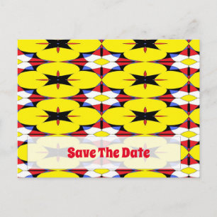 Cartão Postal De Anúncio Redemoinho floral vermelho, amarelo, preto e azul