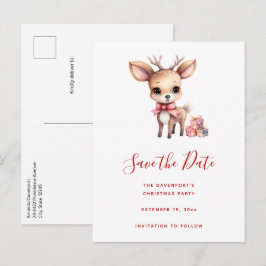 Cartão Postal De Anúncio Rena de Natal fofa com presentes de Natal