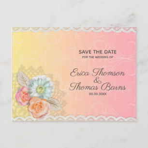 Cartão Postal De Anúncio rendas brancas e flores