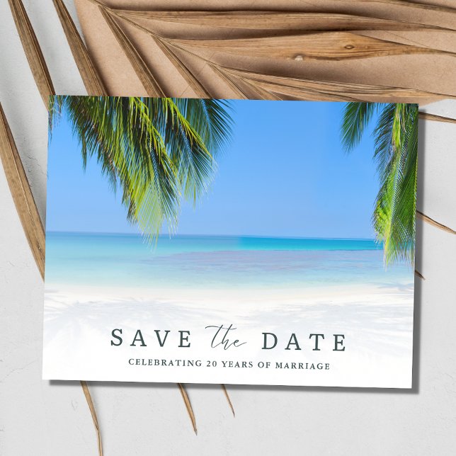 Cartão Postal De Anúncio Renovação Simples de Velas de Praia Salve a Data (Simple Beach Vow Renewal Save the Date Announcement Postcard)