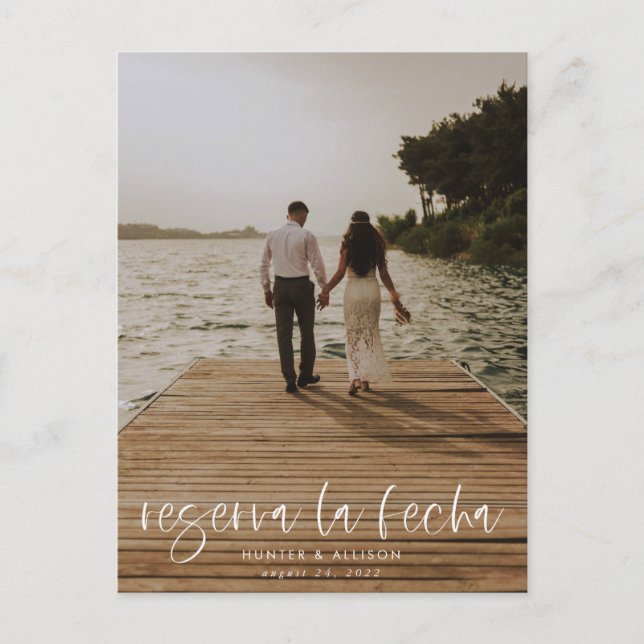 Cartão Postal De Anúncio Reserva La Fecha — Cartão de Foto Moderno (Frente)