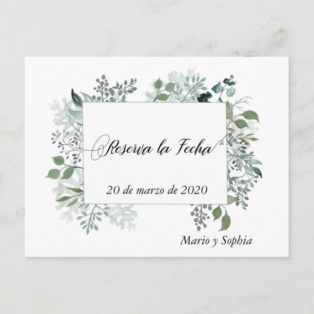 Cartão Postal De Anúncio Reserva La Fecha Deixa A Data (Frente)