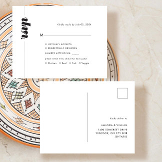 Cartão Postal De Anúncio Resposta de RSVP de Casamento com Tipografia em Ne