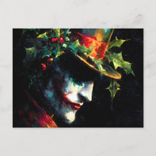 Cartão Postal De Anúncio Retrato Festivo do Joker de Natal