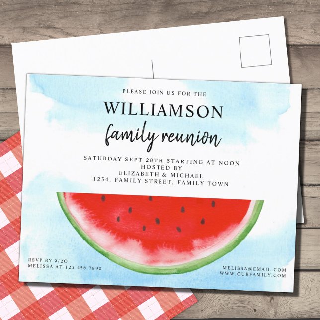 Cartão Postal De Anúncio Reunião da Família Summer Watermelon (Criador carregado)