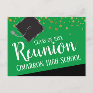 Cartão Postal De Anúncio Reunião de Classe Escolar Faux Dourada Confetti