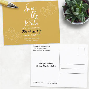 Cartão Postal De Anúncio Reunião Familiar Salva A Data Vinculada A Corações