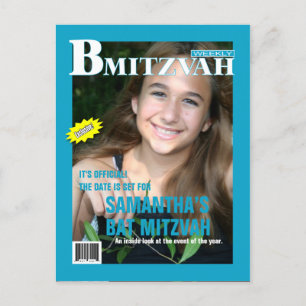 Cartão Postal De Anúncio Revista Bat Mitzvah Salve o Teal