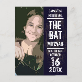 Cartão Postal De Anúncio Rock Banda Bat Mitzvah Salvar a Data