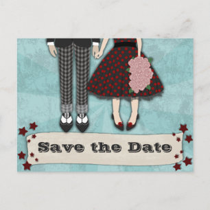 Cartão Postal De Anúncio Rockabilly Wedding, salve a data