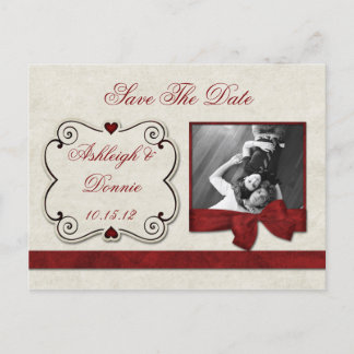 Cartão Postal De Anúncio Rolinhos de Corações Vermelhos Foto Save The Date
