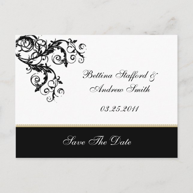 Cartão Postal De Anúncio Rolos Modernos Salva a Data (Frente)