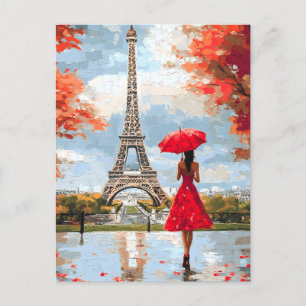 Cartão Postal De Anúncio Romance Ventoso Caminhada Chique em Paris