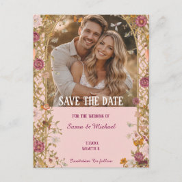 Cartão Postal De Anúncio Romantic Floral Save the Date
