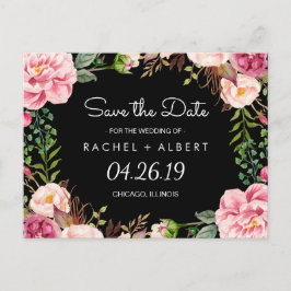 Cartão Postal De Anúncio Romântico Rosa Floral Elegante Casamento Salve a D