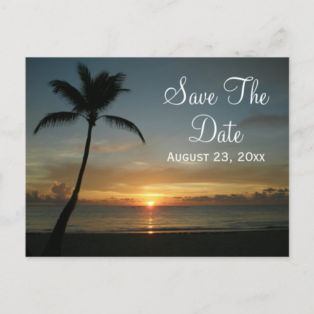 Cartão Postal De Anúncio Romântico Sunset Guarde o Cartão de Casamento de D (Frente)