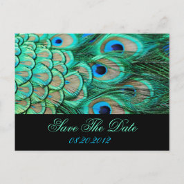 Cartão Postal De Anúncio romântico vintage save the date casamento pavão