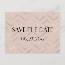 Cartão Postal De Anúncio Rosa Dourado Casamento Chevron Salve O Cartão-Post