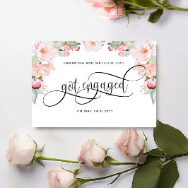 Cartão Postal De Anúncio Rosa Dourado Floral, Ficou Noiva, Noivado