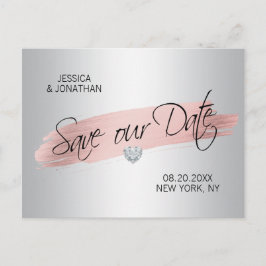 Cartão Postal De Anúncio Rosa Dourado Folha de Casamento SALVE NOSSA DATA