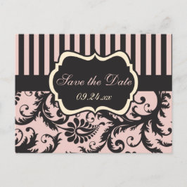 Cartão Postal De Anúncio Rosa Esmagador, Creme, Cinza Damasco Salve a placa