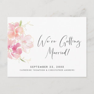 Cartão Postal De Anúncio Rosa Floral Moderno em Aquarela