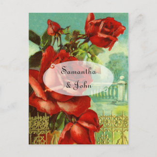 Cartão Postal De Anúncio Rosa Vermelha Vintage