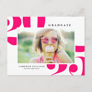 Cartão Postal De Anúncio Rosa Vibrante Tipografia Negrito Foto Graduação 20