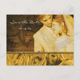 Cartão Postal De Anúncio Rosas Antigos Salvem A Data Com Suas Fotos