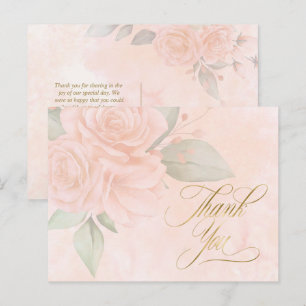 Cartão Postal De Anúncio Rosas Bege Suave Obrigado Casamento ID828