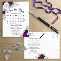Rosas de ameixa Elegante Salve o Calendário de Dat