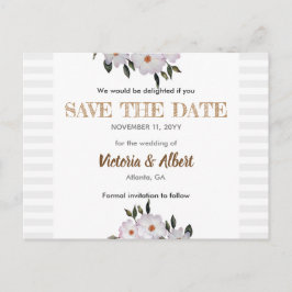 Cartão Postal De Anúncio Rosas De Aquarela Ballerina Casamento Salvar A Dat